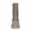 Taupefarbene Lederstiefeletten mit chunky Absatz