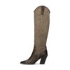 Taupefarbene Western Boots mit hohem Schaft