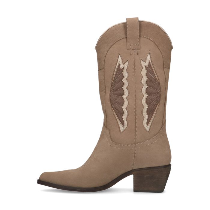 Taupefarbene Cowboystiefeletten aus Leder