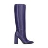 Kniehohe lilafarbene Lederstiefel mit Absatz