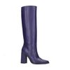 Kniehohe lilafarbene Lederstiefel mit Absatz