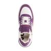 Weiße Ledersneaker mit lilafarbenen Details