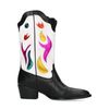 Weiße Leder-Cowboystiefel mit farbigen Details