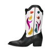 Weiße Leder-Cowboystiefel mit farbigen Details