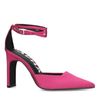 Rosafarbene Riemchenpumps aus Satin
