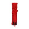 Rote Raffstiefeletten mit Pfennigabsatz