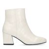 Beige Kroko-Stiefeletten mit Blockabsatz