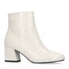 Beige Kroko-Stiefeletten mit Blockabsatz