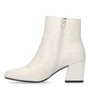 Beige Kroko-Stiefeletten mit Blockabsatz