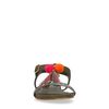 Dunkelgrüne Sandalen mit Pom-Pomps