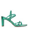 Grüne Riemchensandaletten in Metallic-Optik