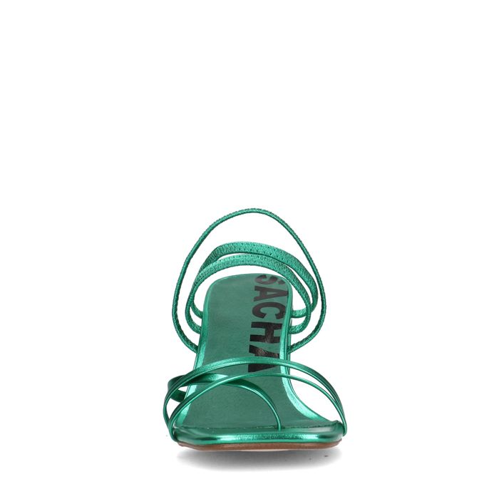 Grüne Riemchensandaletten in Metallic-Optik