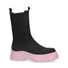 Schwarze Chelsea Boots mit rosafarbener Sohle