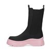 Schwarze Chelsea Boots mit rosafarbener Sohle