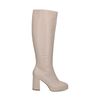 Offwhite Stiefel mit Absatz und hohem Schaft