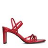 Rote Riemchensandaletten in Metallic-Optik
