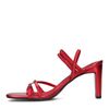 Rote Riemchensandaletten in Metallic-Optik