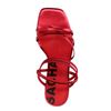 Rote Riemchensandaletten in Metallic-Optik