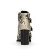 Beigefarbene Buckle Boots mit Schlangenmuster und Absatz