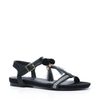 Schwarze Sandalen mit Pom-Poms