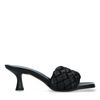 Schwarze Leder-Mules mit Kitten Heel