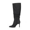 Schwarze Glitzer-Stiefel mit hohem Schaft
