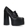 Schwarze Loafer-Pumps mit Plateauabsatz