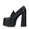 Schwarze Loafer-Pumps mit Plateauabsatz