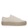 Beigefarbene Glitzer-Sneaker mit Jutesohle