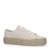 Beigefarbene Glitzer-Sneaker mit Jutesohle