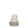 Beigefarbene Glitzer-Sneaker mit Jutesohle