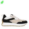 Vegane beigefarbene Sneaker mit schwarzen Details