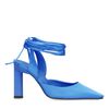 Blaue Slingback-Pumps mit Schnürung