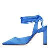 Blaue Slingback-Pumps mit Schnürung
