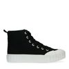 Schwarze Canvas-Sneaker mit weißer Sohle