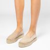 Beigefarbene Plateau-Espadrilles aus Veloursleder