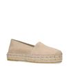 Beigefarbene Plateau-Espadrilles aus Veloursleder