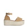 Beigefarbene Plateausandalen aus Veloursleder