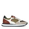 Beigefarbene Veloursleder-Sneaker mit braunen Details