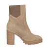 Beigefarbene Stiefeletten mit Blockabsatz