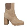 Beigefarbene Stiefeletten mit Blockabsatz