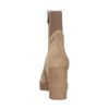 Beigefarbene Stiefeletten mit Blockabsatz