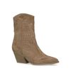 Beigefarbene Western Boots aus Veloursleder