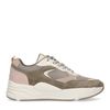 Beigefarbene Dad-Sneaker mit kaki Details