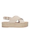 Beigefarbene Plateausandalen aus Veloursleder