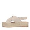 Beigefarbene Plateausandalen aus Veloursleder