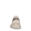 Beigefarbene Veloursleder-Loafer mit Kette