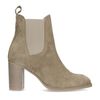 Beigefarbene Chelsea Boots aus Veloursleder mit Absatz