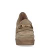 Beigefarbene Veloursleder-Loafer mit Absatz
