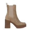 Beigefarbene Chelsea Boots aus Veloursleder mit Absatz
